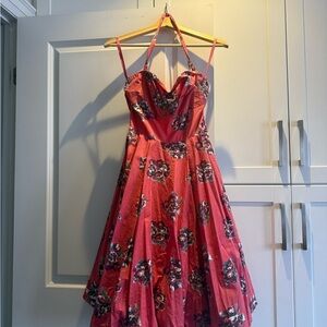 Fun Halter/Strapless Floral Dress in Pink